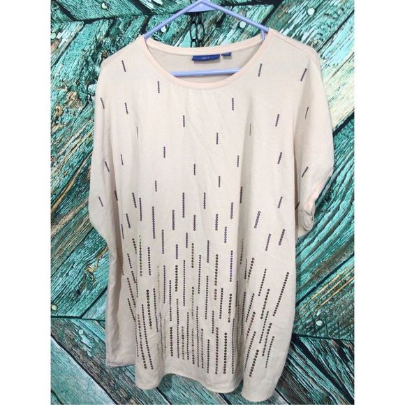 APT.9 Cap Sleeve Top Sequin Accents Beige Size XXL - Picture 13 of 13